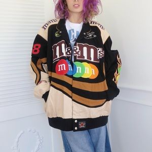 Vintage brown M&Ms #38 NASCAR race car jacket